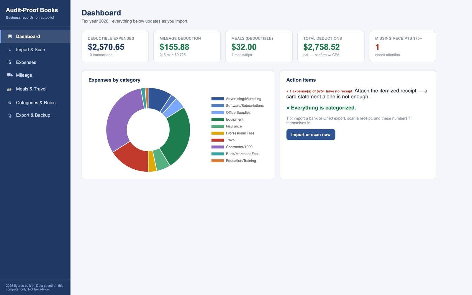 Audit-Proof Books screenshot